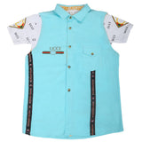 Boys Casual 2 Pcs Half Sleeves Shirt I40 - Cyan, Kids, Boys Shirts, Chase Value, Chase Value
