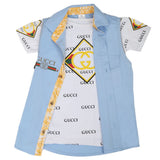 Boys Casual 2 Pcs Half Sleeves Shirt I40 - Light Blue, Kids, Boys Shirts, Chase Value, Chase Value