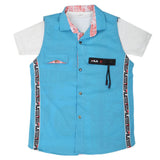 Boys Casual 2 Pcs Half Sleeves Shirt I40 - Mid Blue, Kids, Boys Shirts, Chase Value, Chase Value