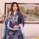 Halime Sultan Embroidered Lawn 3Pcs Unstitched Suit V1 - 3, Women, 3Pcs Shalwar Suit, Halime Sultan, Chase Value