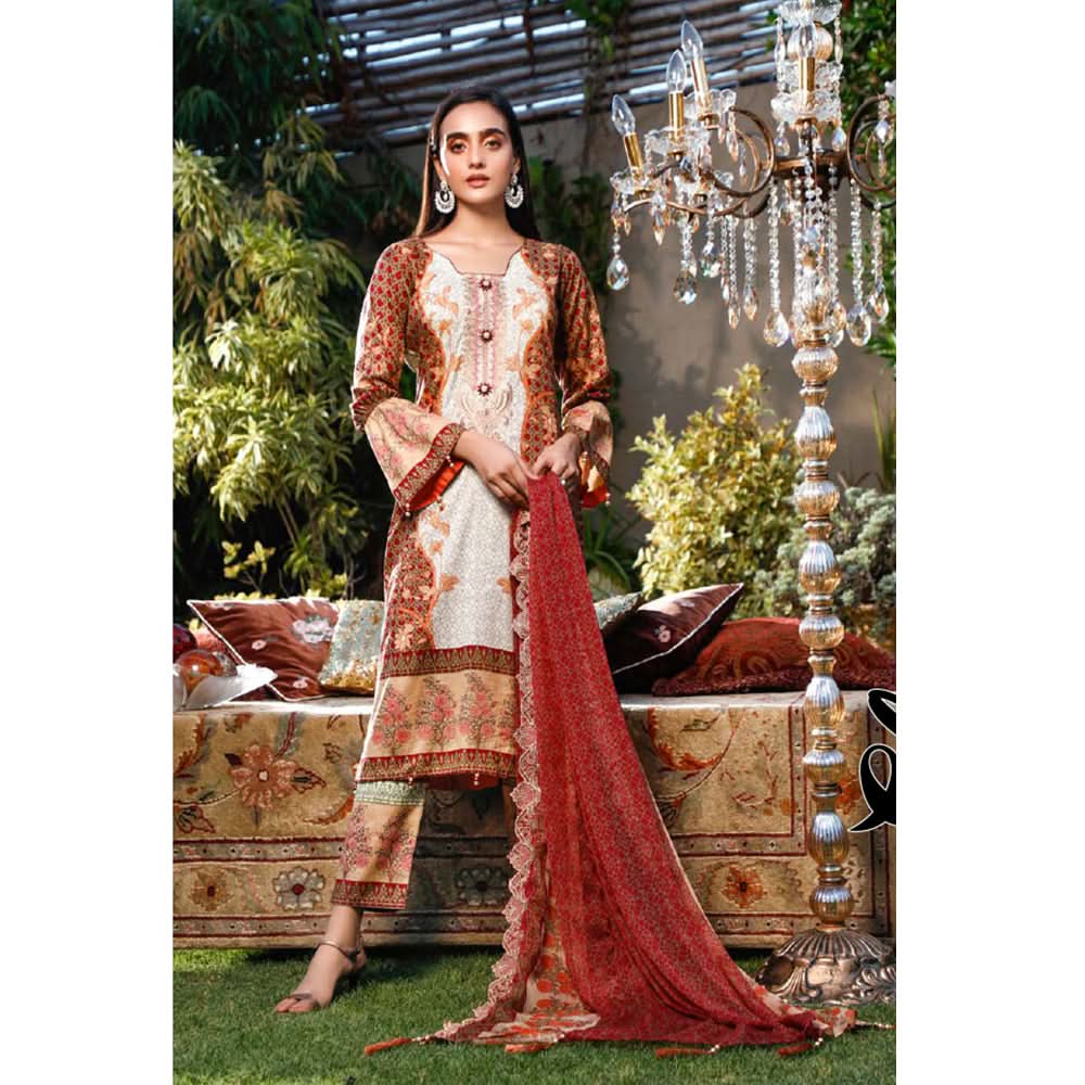 Omber Embroidered Lawn Un-Stitched 3Pcs Suit - EKR-1870, Women, 3Pcs Shalwar Suit, Rana Arts, Chase Value