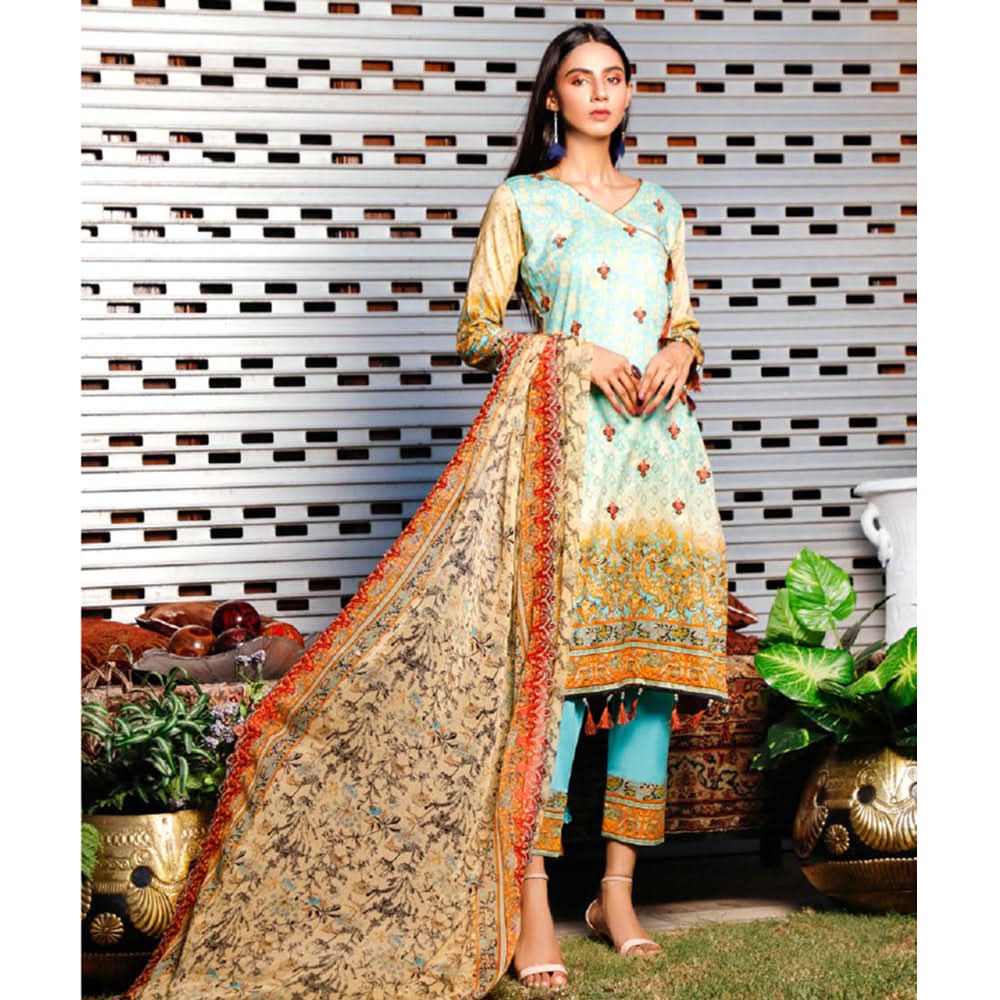 Omber Embroidered Lawn Un-Stitched 3Pcs Suit - DA-1872, Women, 3Pcs Shalwar Suit, Rana Arts, Chase Value