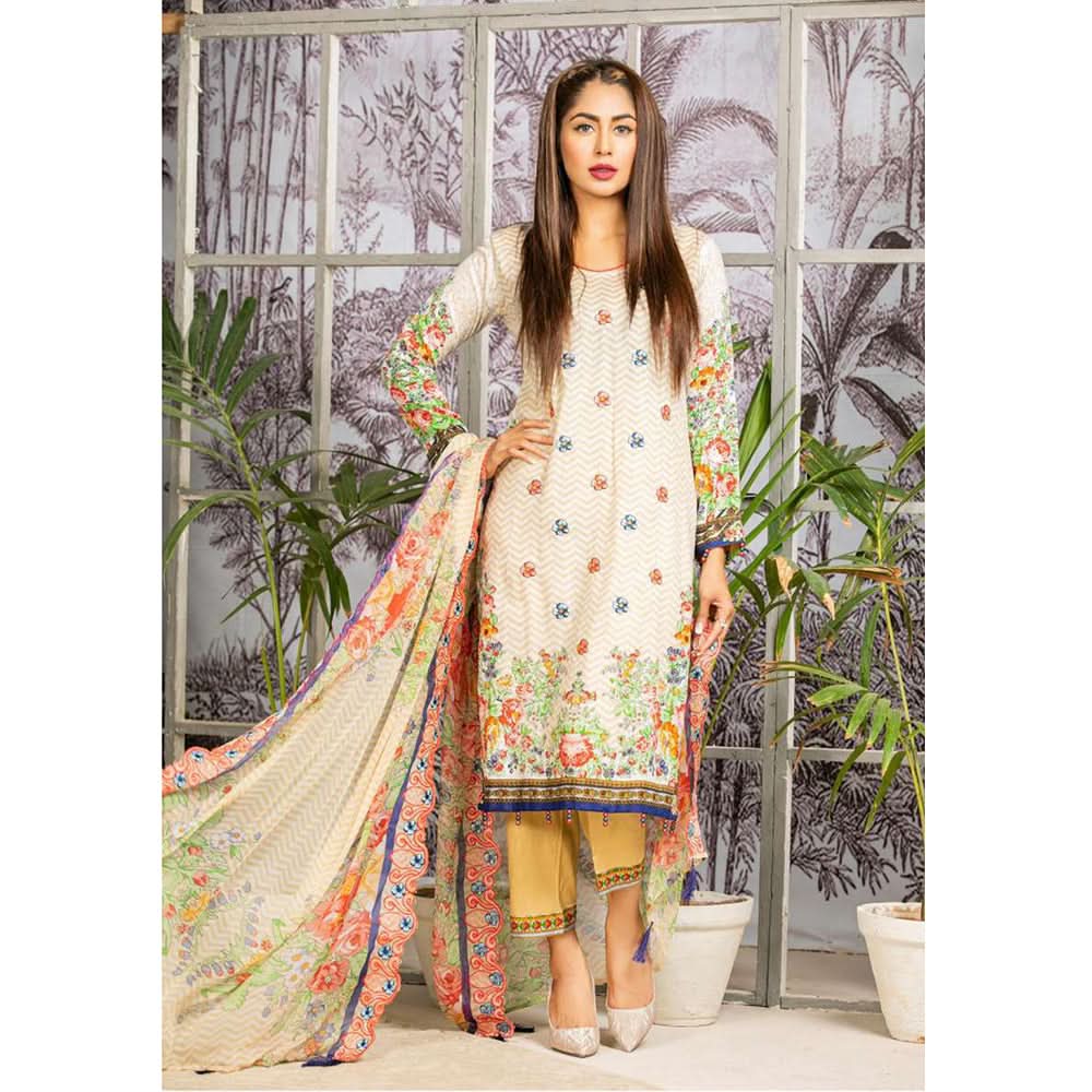 Gulnara Printed Embroidered Lawn Un-Stitched 3 Pcs Suit - AY-1880, Women, 3Pcs Shalwar Suit, Rana Arts, Chase Value