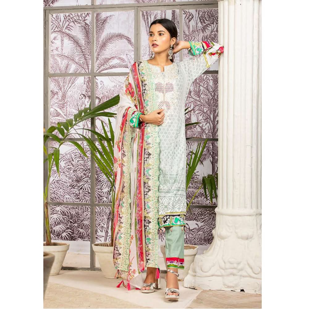 Gulnara Printed Embroidered Lawn Un-Stitched 3 Pcs Suit - DA-1881-B, Women, 3Pcs Shalwar Suit, Rana Arts, Chase Value