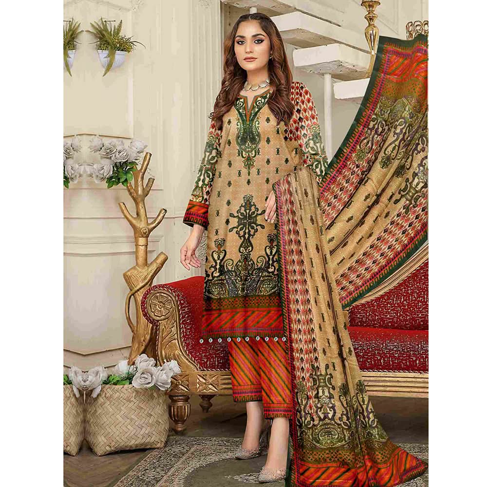 Sawan Classic Printed Lawn 3Pcs Unstitched Suit - C6, Women, 3Pcs Shalwar Suit, Sawan, Chase Value
