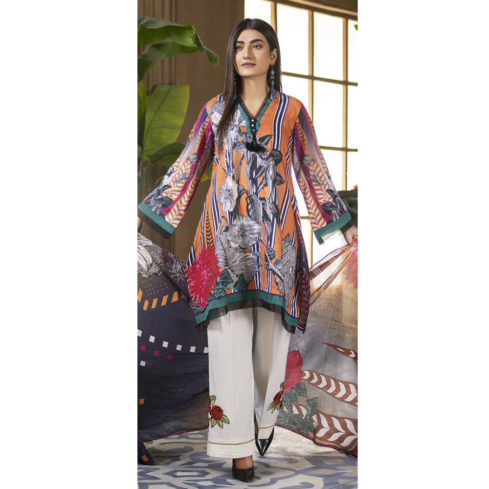 Gul-O-Gulzar Embroidered Lawn Un-Stitched 3Pcs Suit - 1, Women, 3Pcs Shalwar Suit, Noor Jahan, Chase Value