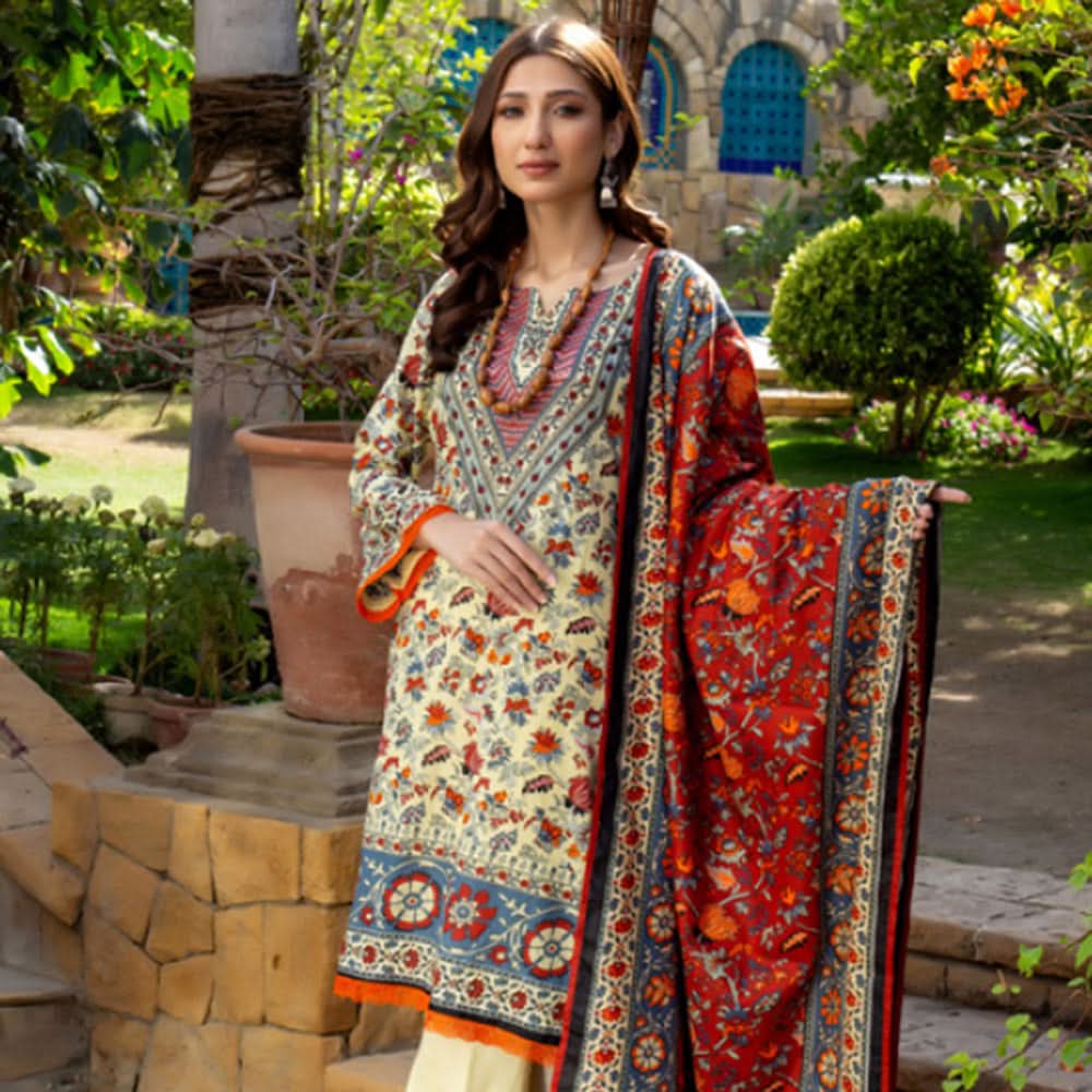 Erum Misha Lawn Printed 3 Pcs Un-Stitched Suit V-4 - B9, Women, 3Pcs Shalwar Suit, Erum Misha, Chase Value