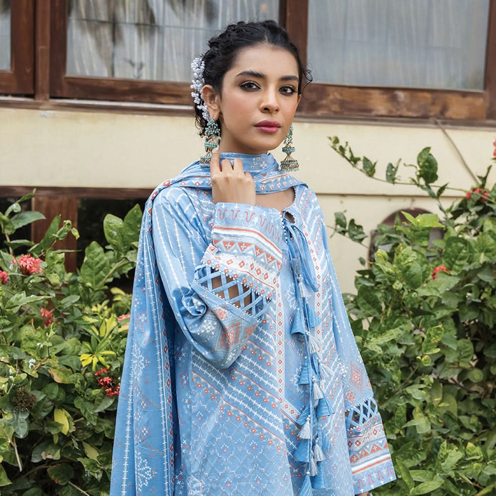 Dareechay Summer Printed Lawn 3Pcs Unstitched Suit - 13, Women, 3Pcs Shalwar Suit, LSM Textiles, Chase Value