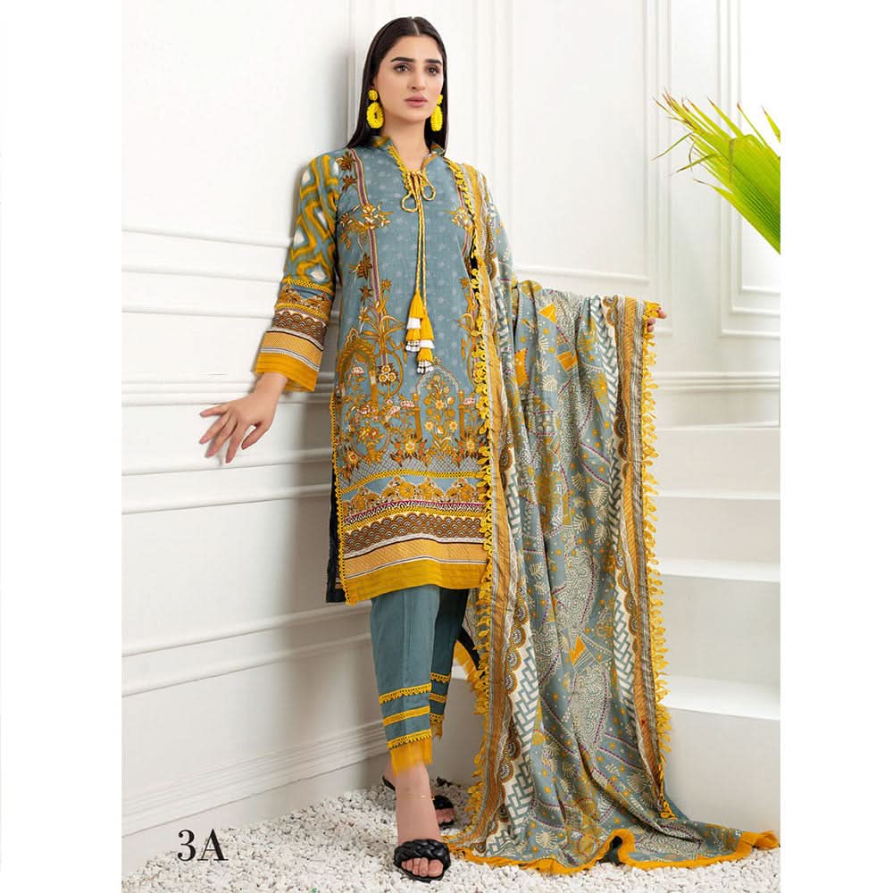 Monsoon Printed Lawn Unstitched 3Pcs Suit V3 - A3, Women, 3Pcs Shalwar Suit, Al-Zohaib Textiles, Chase Value
