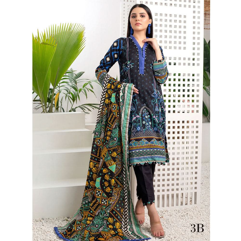 Monsoon Printed Lawn Unstitched 3Pcs Suit V3 - B3, Women, 3Pcs Shalwar Suit, Al-Zohaib Textiles, Chase Value