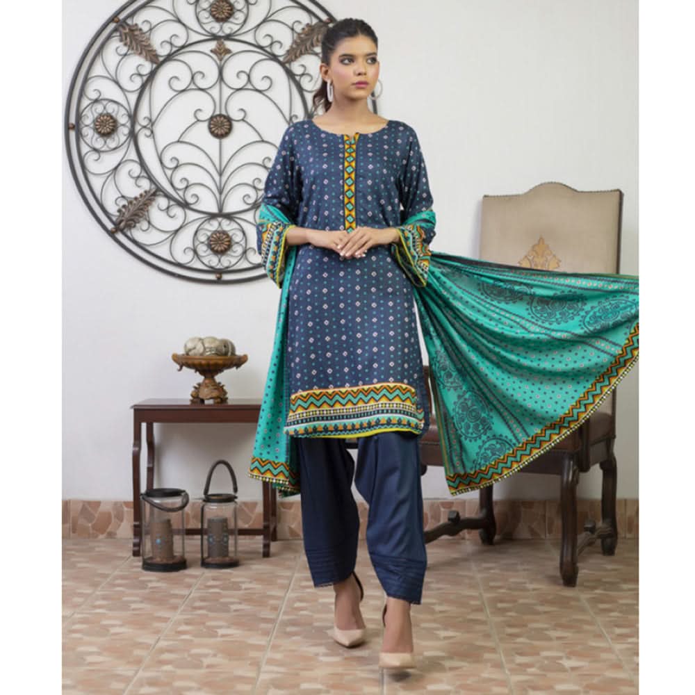 Sahil Printed Lawn Un-Stitched 3Pcs Suit - 8, Women, 3Pcs Shalwar Suit, ZS Textiles, Chase Value