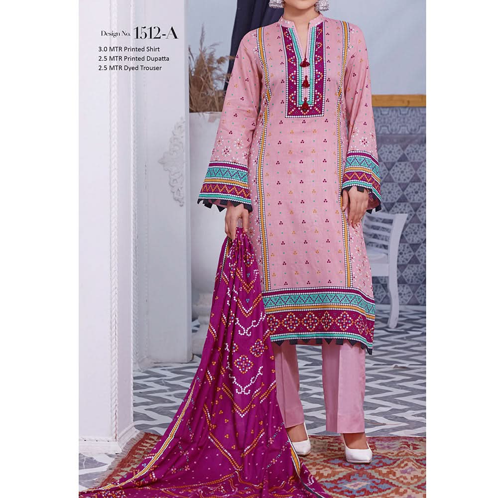 Daman Lawn 3 Pcs Unstitched Suit - 1512-A, Women, 3Pcs Shalwar Suit, VS Textiles, Chase Value