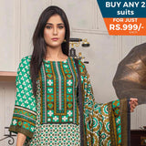 Three Star Printed Lawn 3 Pcs Un-Stitched Suit Vol 5 - 2-A, Women, 3Pcs Shalwar Suit, Al Dawood Textiles, Chase Value