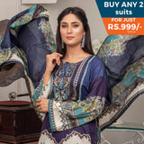 Three Star Printed Lawn 3 Pcs Un-Stitched Suit Vol 5 - 8-B, Women, 3Pcs Shalwar Suit, Al-Dawood Textiles, Chase Value
