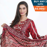 Three Star Printed Lawn 3 Pcs Un-Stitched Suit Vol 4 - 1-A, Women, 3Pcs Shalwar Suit, Al-Dawood Textiles, Chase Value