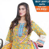 Three Star Printed Lawn 3 Pcs Un-Stitched Suit Vol 4 - 2-A, Women, 3Pcs Shalwar Suit, Al-Dawood Textiles, Chase Value