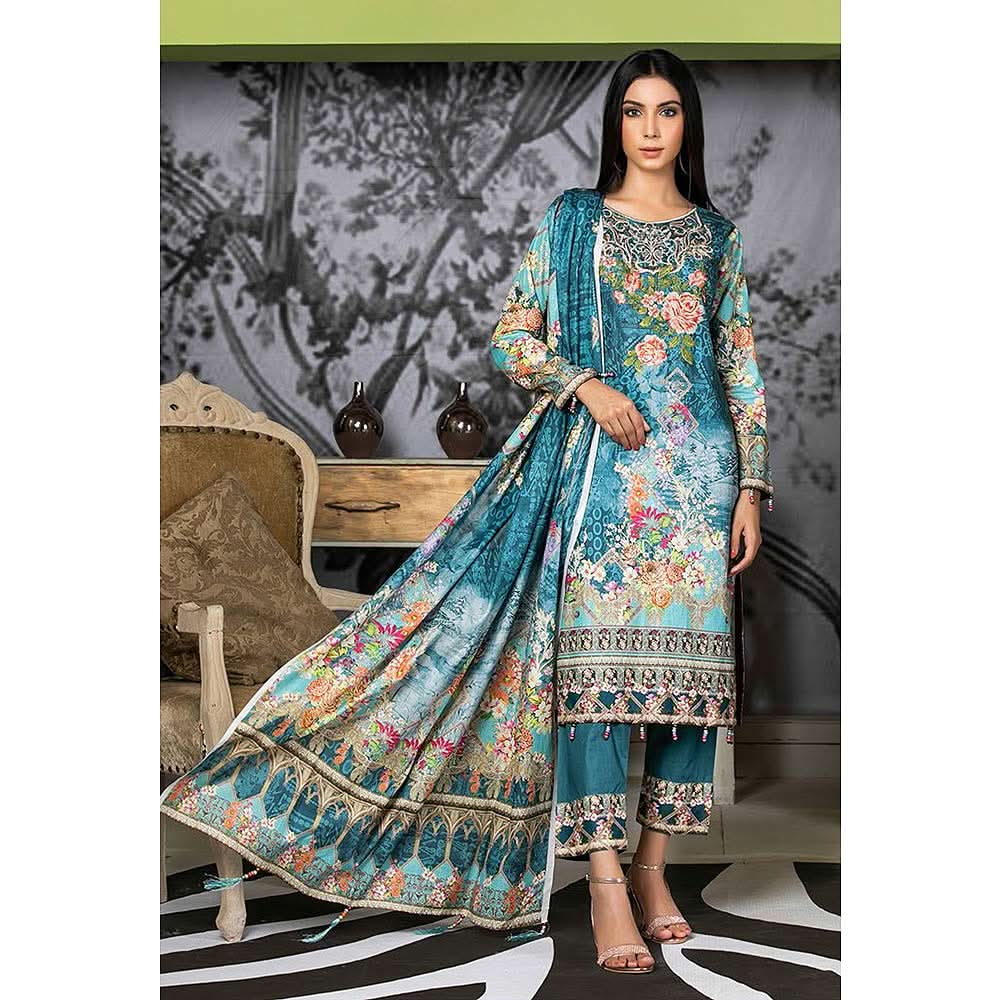 Zarang Embroidered Cotton 3 Piece Un-Stitched Suit - AY2203, Women, 3Pcs Shalwar Suit, Rana Arts, Chase Value