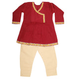 Girls Embroidered 2 Piece Suit - Maroon, Kids, Girls Sets And Suits, Chase Value, Chase Value