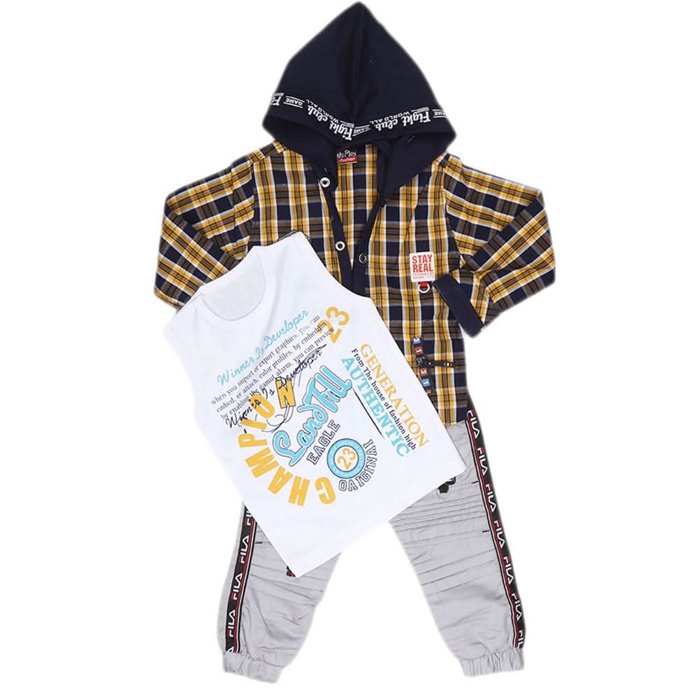 Boys Full Sleeves 3 Piece Suit - Yellow, Kids, Boys Sets And Suits, Chase Value, Chase Value