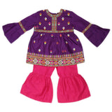 Girls Embroidered Cotton Suit 2 Pcs - Purple, Kids, Girls Sets And Suits, Chase Value, Chase Value
