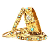 Women's Fancy Bangles 9 Pcs - Golden - test-store-for-chase-value