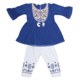 Girls Embroidered Cotton Suit 2 Pcs - Blue, Kids, Girls Sets And Suits, Chase Value, Chase Value
