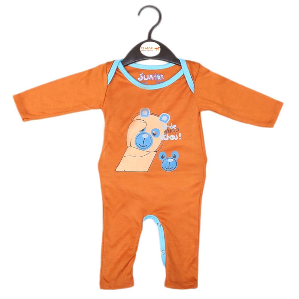 Newborn Boys Full Sleeves Romper - Brown, Kids, NB Boys Rompers, Chase Value, Chase Value