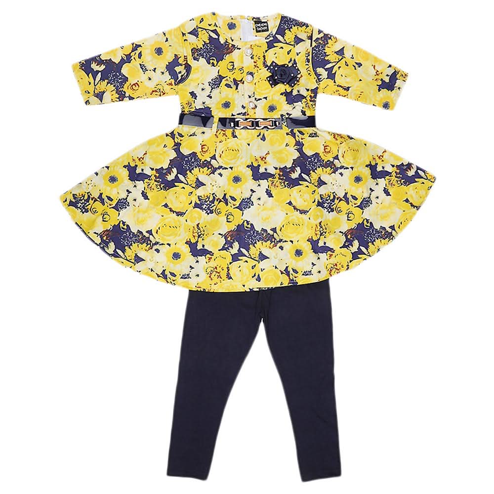 Girls Full Sleeves 2 Piece Suit - Yellow, Kids, Girls Sets And Suits, Chase Value, Chase Value