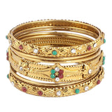 Women's Fancy Bangles 9 Pcs - Golden - test-store-for-chase-value