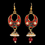 Women's Fancy Ear Jhumki - Golden - Red, Jewellery, Chase Value, Chase Value