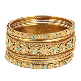 Women's Fancy Bangles 7 Pcs - Golden - test-store-for-chase-value