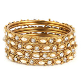 Girl's Fancy Bangles 4 Pcs - Golden - White - test-store-for-chase-value