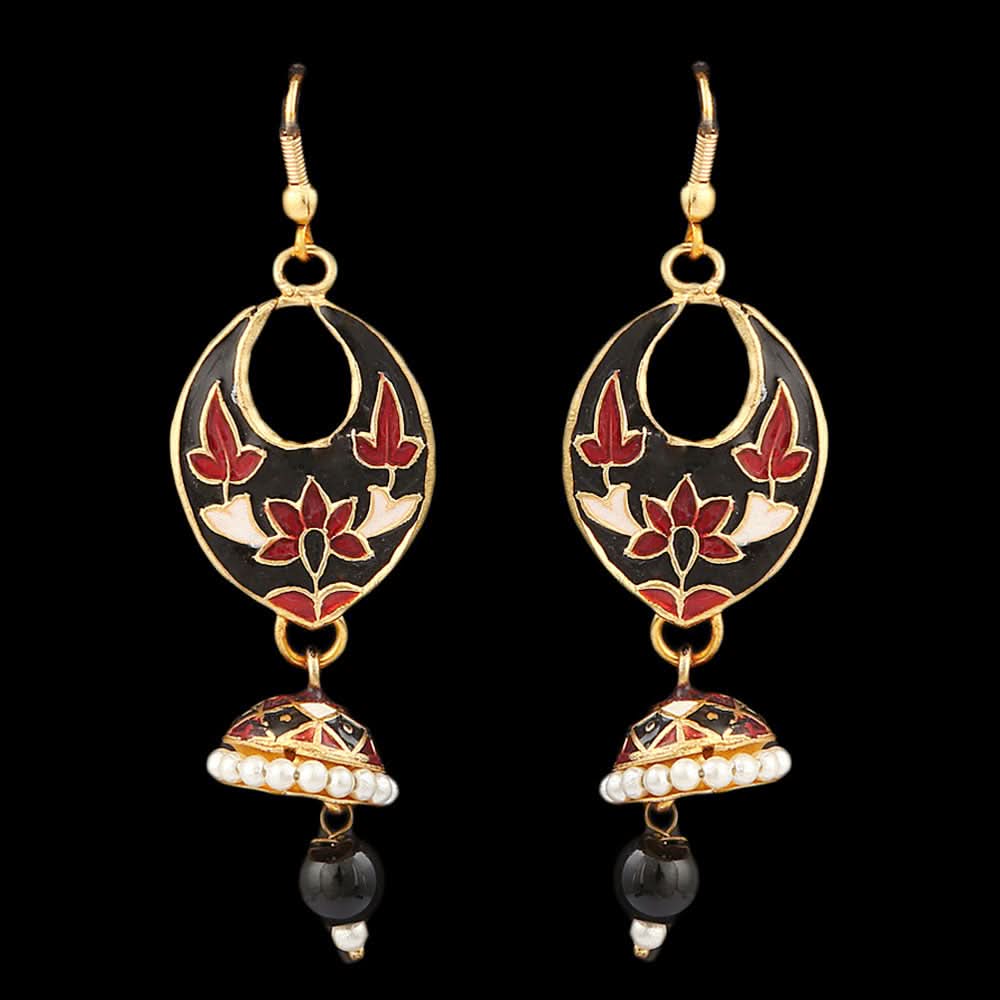 Women's Fancy Ear Jhumki - Golden - Black, Jewellery, Chase Value, Chase Value