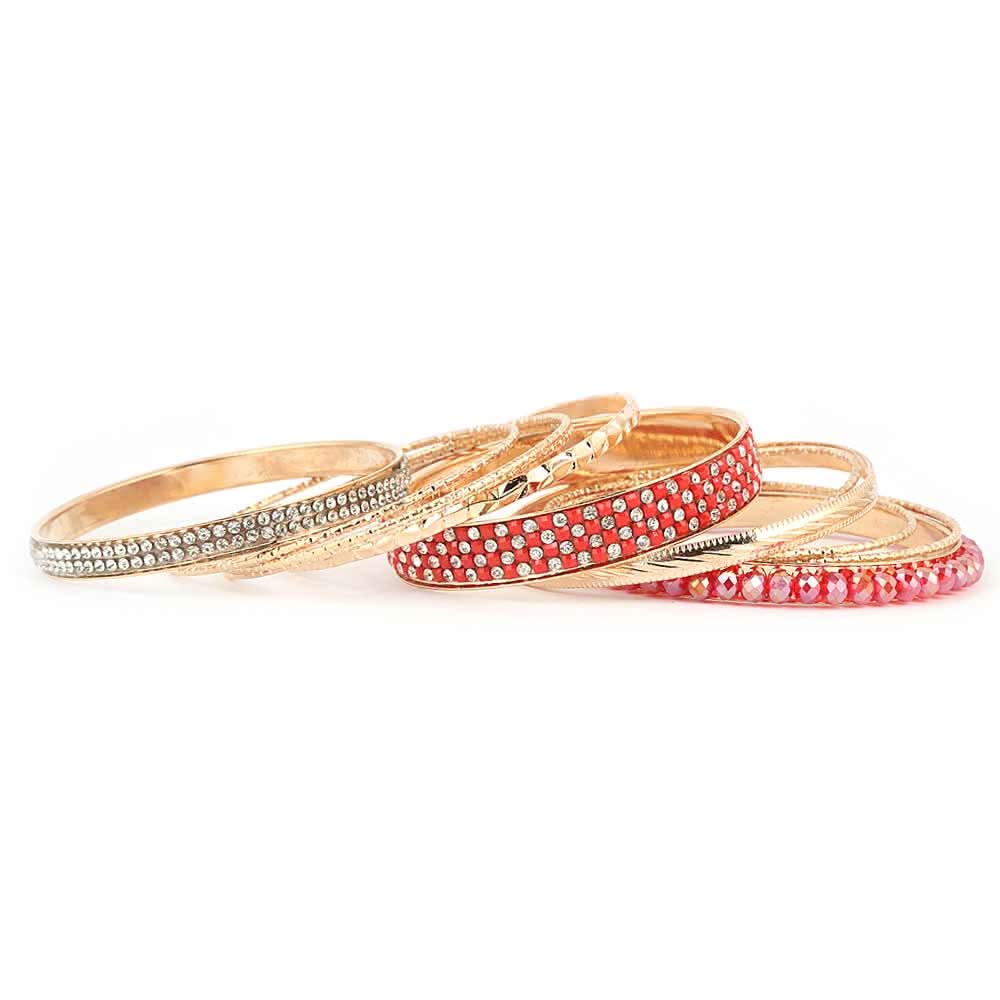 Women's Fancy Bangles 11 Pcs - Red - test-store-for-chase-value