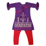 Girls Embroidered Masuri Suit 3 Pcs - Purple, Kids, Girls Sets And Suits, Chase Value, Chase Value