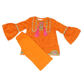Girls Embroidered Cotton Suit 3 Pcs - Orange, Kids, Girls Sets And Suits, Chase Value, Chase Value