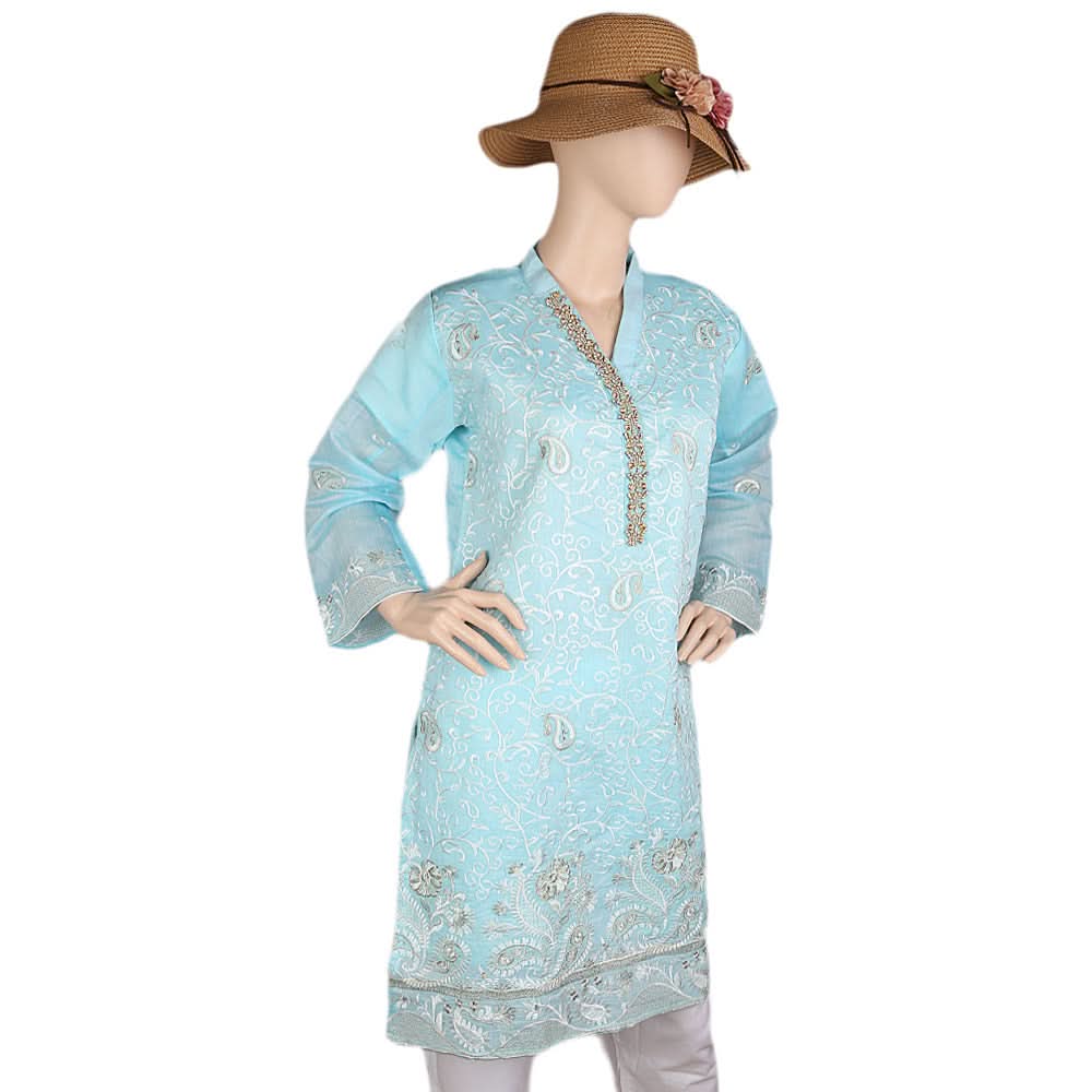 Women's Fancy Embroidered Kurti - Blue, Women, Ready Kurtis, Chase Value, Chase Value