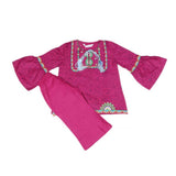 Girls Embroidered Cotton Suit 2 Pcs - Dark Purple, Kids, Girls Sets And Suits, Chase Value, Chase Value