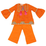 Girls Embroidered Cotton Suit 3 Pcs - Orange, Kids, Girls Sets And Suits, Chase Value, Chase Value