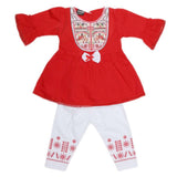 Girls Embroidered Cotton Suit 2 Pcs - Red, Kids, Girls Sets And Suits, Chase Value, Chase Value