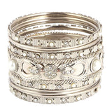 Women's Fancy Bangles 11 Pcs - Silver - test-store-for-chase-value