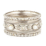 Women's Fancy Bangles 7 Pcs - Silver - test-store-for-chase-value