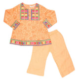 Girls Embroidered Cotton Suit 2 Pcs - Peach, Kids, Girls Sets And Suits, Chase Value, Chase Value