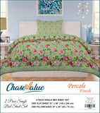 Printed Single Percale Finish Bed Sheet 2 Pcs - Multi, Home & Lifestyle, Single Bed Sheet, Chase Value, Chase Value