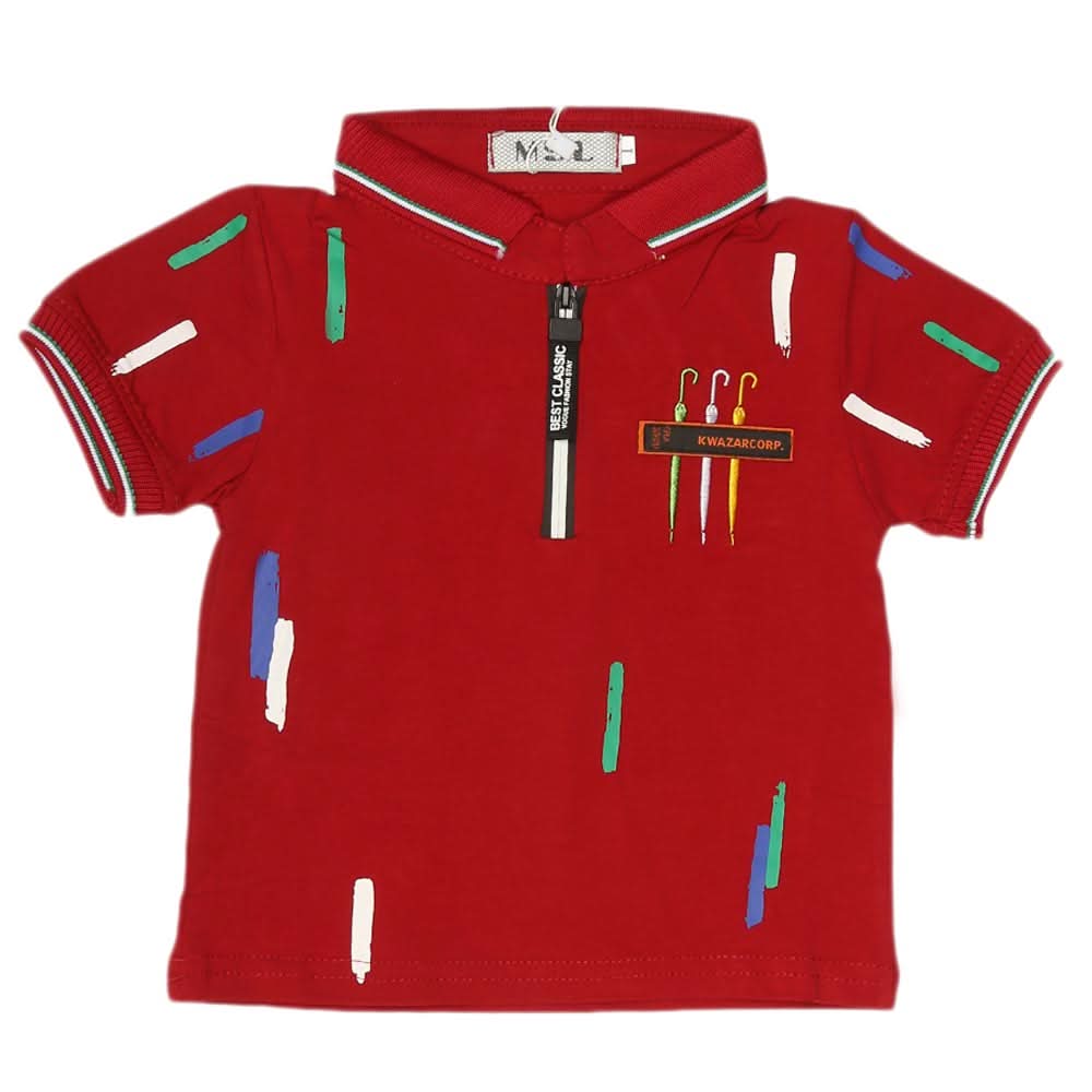 Boys Half Sleeves Polo T-Shirt - Maroon, Kids, Boys T-Shirts, Chase Value, Chase Value