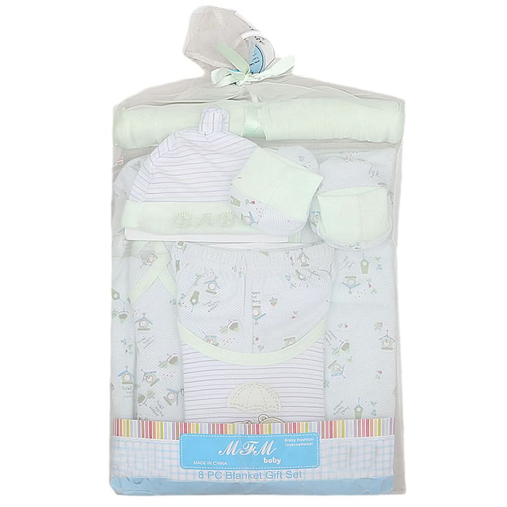 Newborn Baby Gift Set 8 Pcs - Light Green, Kids, NB Boys Sets And Suits, Chase Value, Chase Value