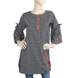 Women's Strip Cotton Kurti - Black, Women, Ready Kurtis, Chase Value, Chase Value