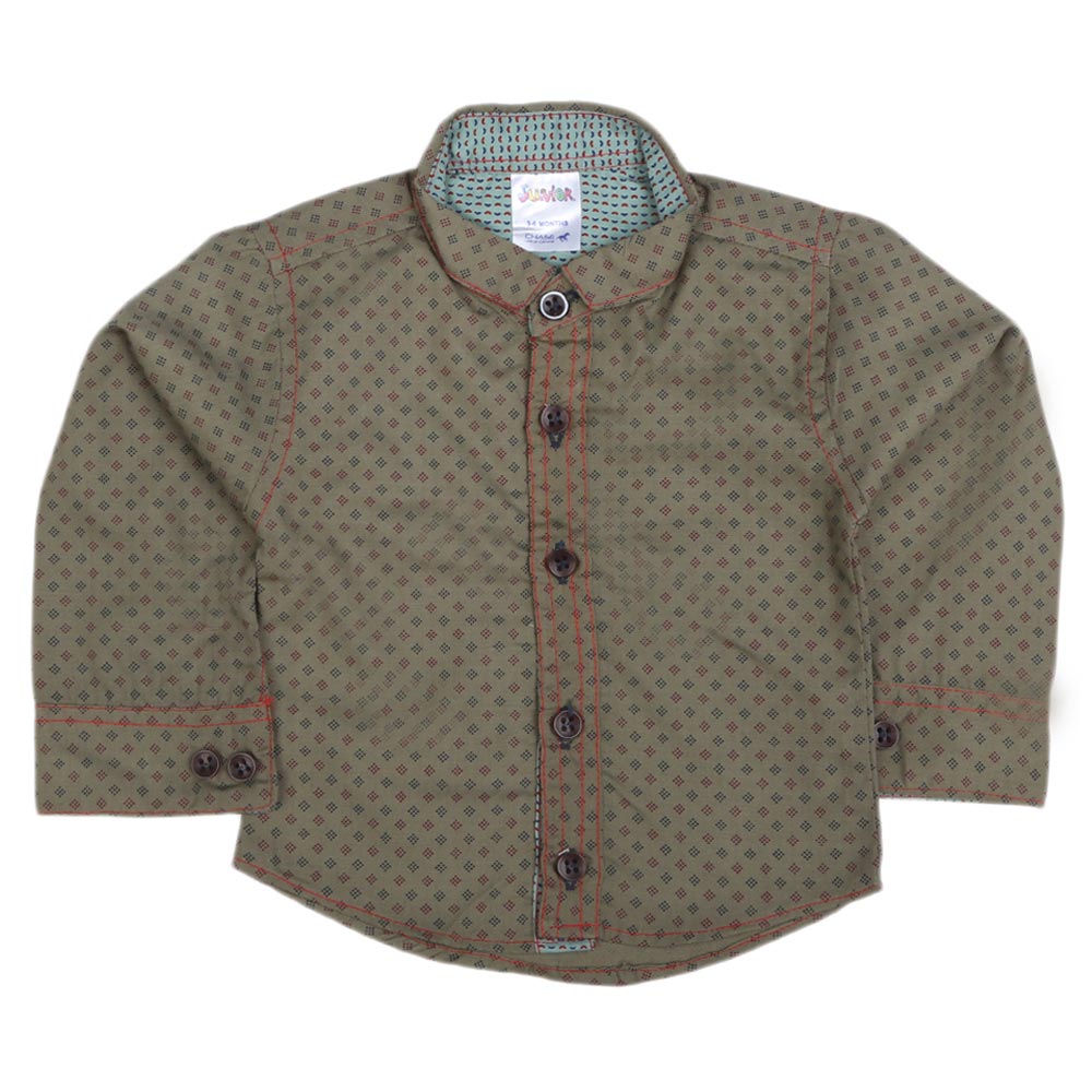 Newborn Full Sleeves Casual Shirt - Olive Green, Kids, NB Boys Shirts And T-Shirts, Chase Value, Chase Value
