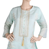 Women's Fancy Embroidered Kurti - Cyan, Women's Fashion, Chase Value, Chase Value