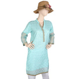Women's Fancy Embroidered Kurti - Cyan, Women, Ready Kurtis, Chase Value, Chase Value